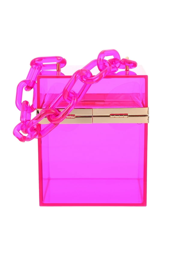 Tote Crossbody Bag Transparent Acrylic 1Pc 5.5x4.7x4.7in