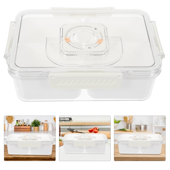 FRCOLOR Clear Compartment Spice Holder Plastic Condiment Container for Storage Use Transparent Size 12.5x7.5x5.5 cm