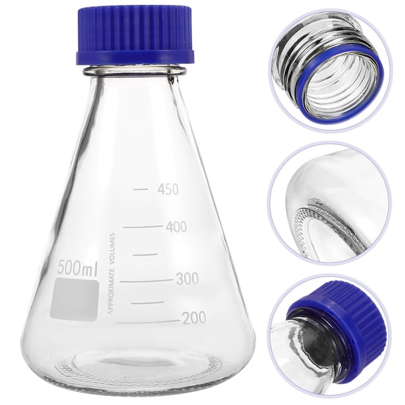 FRCOLOR Clear Glass Flask Laboratory Experiment Flask Scientific Flask for Laboratory(500ml)
