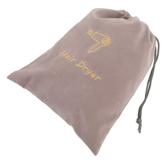 FRCOLOR Portable Light Grey Hair Dryer Storage Bag Drawstring Fabric Carrying Pouch for Travel