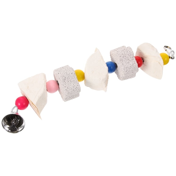 FRCOLOR Parrot Chewing Toy with Natural Cuttlebone and Volcanic Rock for Pet Bird Play Assorted Color