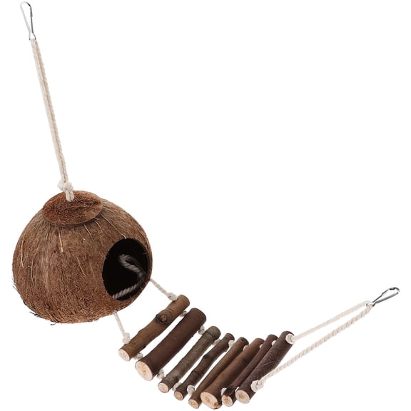 FRCOLOR Hermit Crab Habitat with Ladder Brown Plastic Hideout Safe Durable Reusable Terrarium Decor 10.5x6.5x6.5 inches