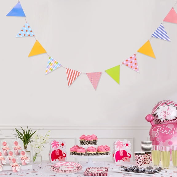 LABSERRON Paper for Party, Assorted Color Triangle Flags, Durable and Versatile Use