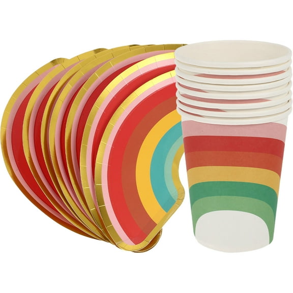WASHWEPE Party Tableware Party Tableware Set Paper Rainbow 1 Set