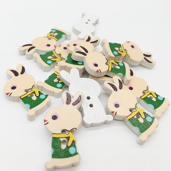 FRCOLOR Colorful Wooden Bunny Buttons for Clothes Crafts Sewing Projects with Assorted Colors 100pcs