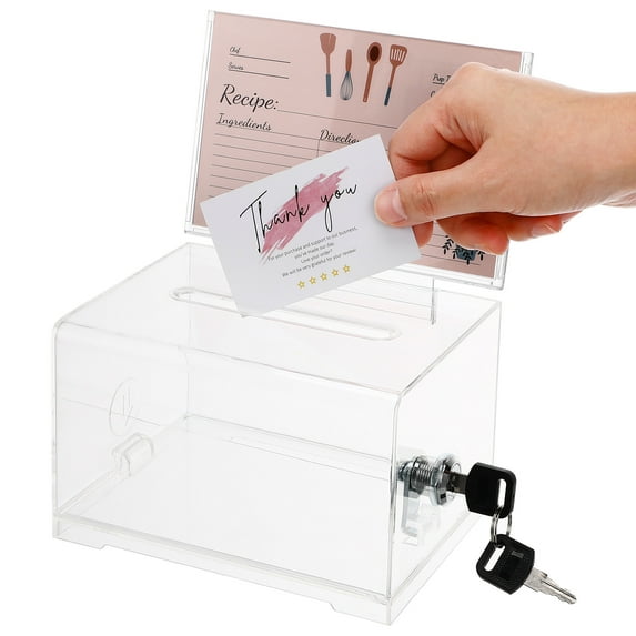 FRCOLOR Clear Acrylic Suggestion Box with Lock for Fundraising and Donation Storage
