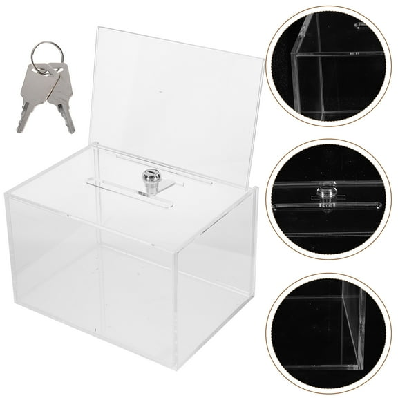 KAKOWELY Lockable Donation Box Acrylic 1 Set