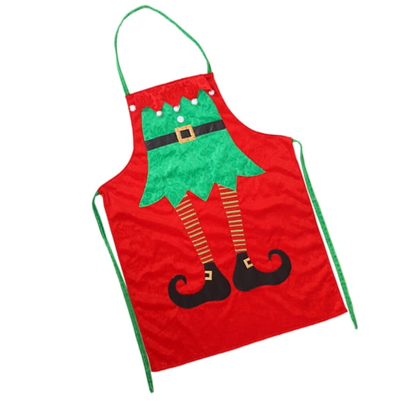 TAILTOSS Fun Apron Red Velour Fabric 1Pc Christmas Coffee Shop Adjustable Waist Ties