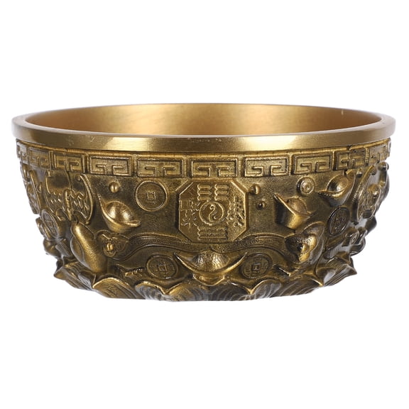 FRCOLOR Copper Treasure Bowl for Home Chinese Feng Shui Wealth Basin for Living Room Entryway Brings Prosperity and Good Fortune