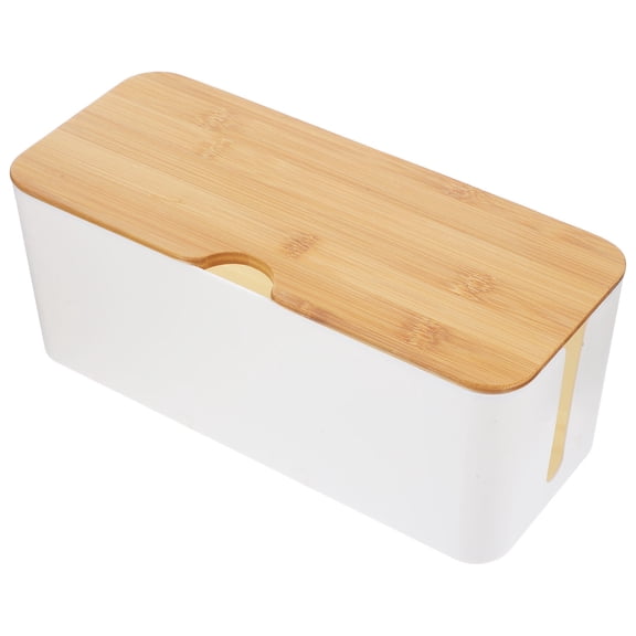 WASHWEPE Cord Organizer Container For Desk Cable Cover White 1Pcs 12.6x5.3x5.1in