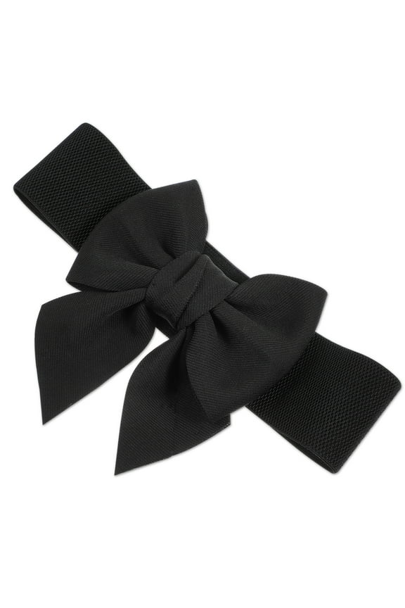 FRCOLOR Cotton Wide Belt Red Bow Garland Black Ribbon Tie Miss Woman