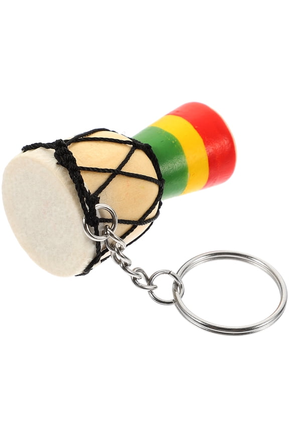 FRCOLOR 3Pack Wooden African Drum Key Chain Pendants Decorative Effect for Bags and Backpacks 11.8X1.2X1.2in