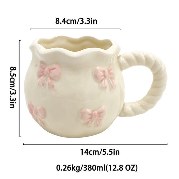 FRCOLOR Creative Hand-Pinched Bowknot Ceramic Mug Replacement 3d Coffee Cup Adorable Tea Cup Novelty Coffee Mug For Cafe Office And Home
