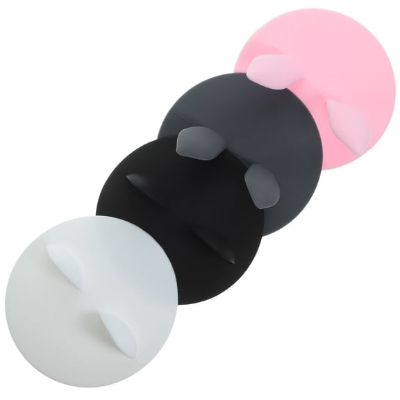 FRCOLOR Creative Silicone Animal Ear Cup Lids with Dust-proof Design 4pcs Set Assorted Colors Fits Most Cups