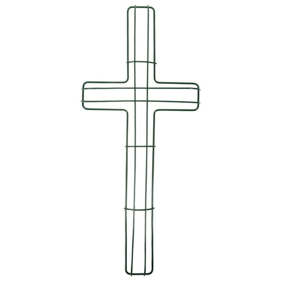 WASHWEPE Wire Wreath Frames Metal Cross Shaped Wreath Frame Green Iron 1Pcs 16.2X7.1X0.8In