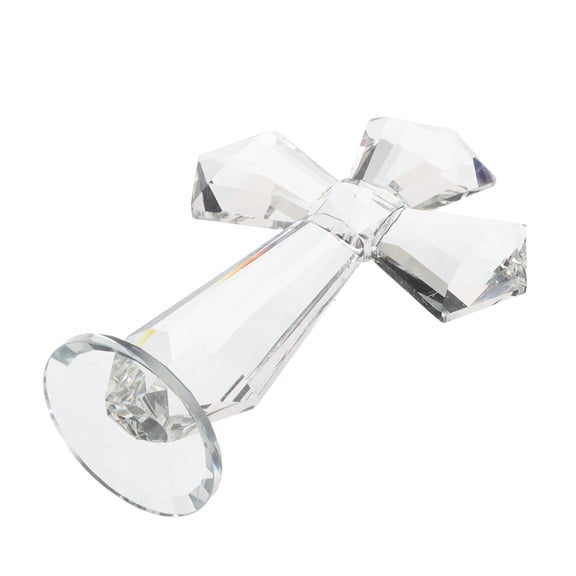 FRCOLOR Crystal Cross Decoration Statue for Christian Prayer, Worship, and Ceremonies - Elegant Glass Craft Home and Church Decor