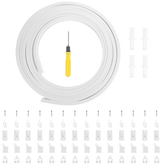 FRCOLOR  Curtain Track Flexible Silent Bay Window Curtains Toile White