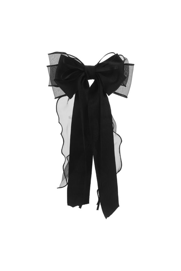 Cute Lace Hair Bows Clips With Long Tail Ribbon For Wedding Black Lace Hair Bow Clips For Women Mesh Hair Accessories Large Hair Bows For Girl