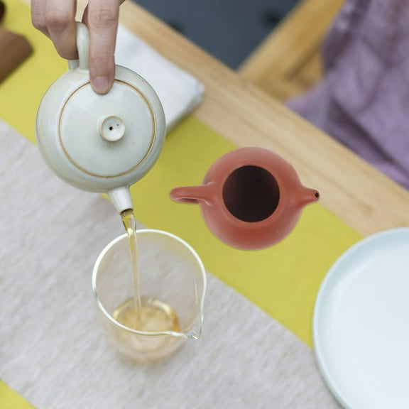 FRCOLOR  Cute Tea Pet Decorative Purple Clay Craft Teapot Mini Small