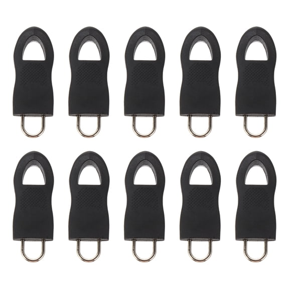 FRCOLOR Zipper Pull Tab Black Plastic Durable Replacement for DIY Bag and Clothing Repair