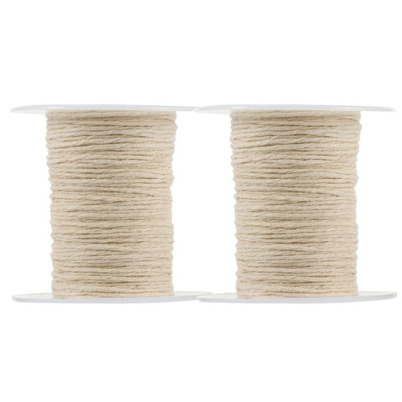 FRCOLOR DIY Candle Rope 2 rolls Wicks Cotton Cotton Thread Smokeless Braided Wicks Spool for DIY Crafts Making,2.17"X2.17"X2.17"