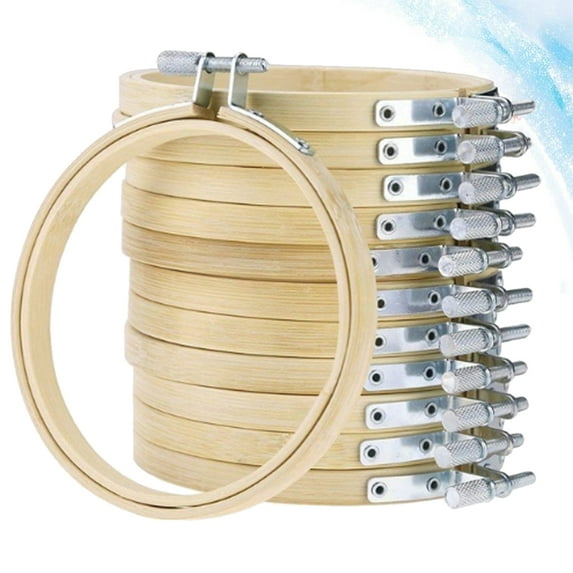 FRCOLOR DIY Embroidery Hoop for Cross Stitch Projects with Composite Material Khaki Color 12 Pieces 15cm