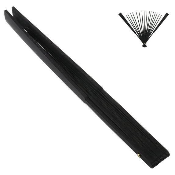 FRCOLOR DIY Handheld Folding Fans Creative Black Wood Fan Frame for Craft Projects Lightweight Portable