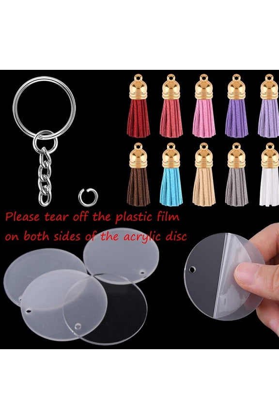 FRCOLOR DIY Keychain Making Kit with Acrylic and Alloy Components Assorted Color Perfect for Decor and Gifts 90pcs Set
