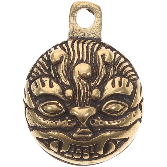 FRCOLOR Chinese Style Brass Tiger Head Shaped Home Hanging Pendant Jewelry Accessory for Key Necklace