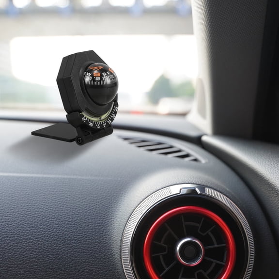 FRCOLOR Dashboard Compass with Night Glow Function for Cars Boats and Outdoor Use ABS Acrylic Black 1.8 inches