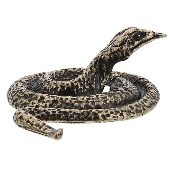 FRCOLOR Brass Snake Figurine for Desktop Decor Golden Retro Ornament for Home Office 3.5 Inches