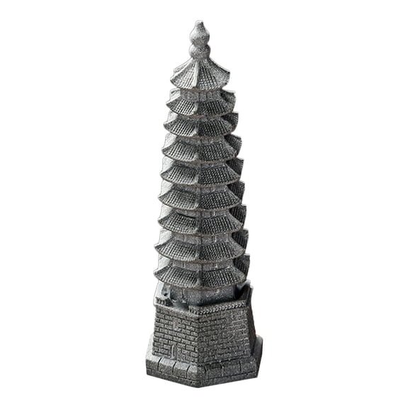 FRCOLOR  Decoration Home Mini Garden Figurines Ornament Landscape Ornaments Pagoda Shape Office Grey