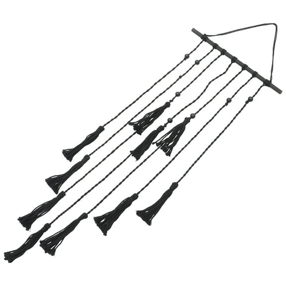 WASHWEPE Wall Hanging Photo Display Macrame Black Cotton Rope 1Pack 53X16In