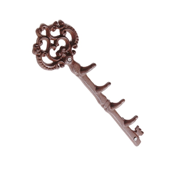 FRCOLOR Wall Mountable Iron Key Holder with 4 Hooks for Storing Keys Brown Classic Vintage Look