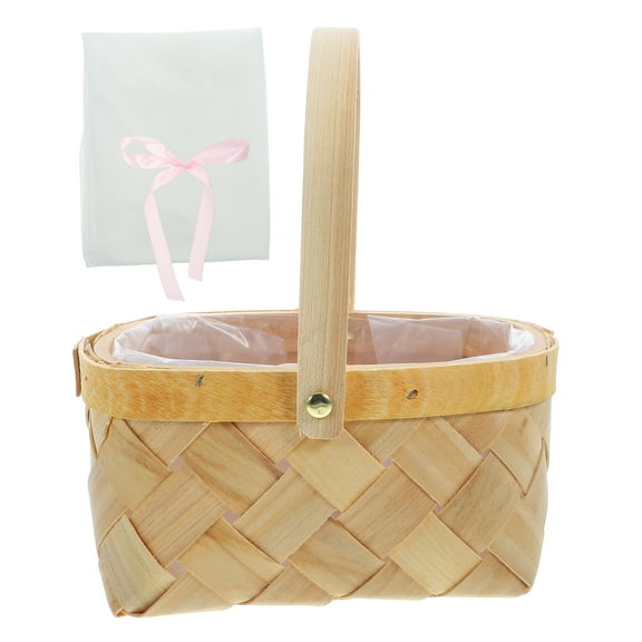 TAILTOSS Flower Basket with Handle Bamboo Khaki 1 Set for Holiday