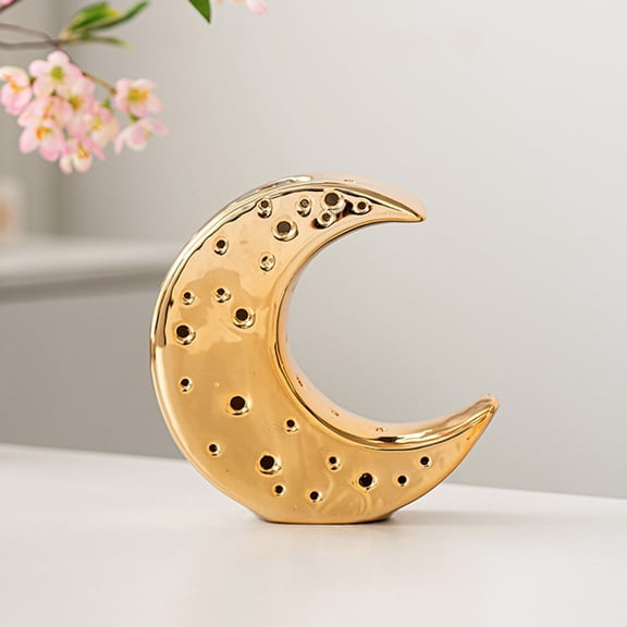 FRCOLOR Desktop Ceramic Vase Moon Shape Vase Flower Arranging Dried Flower Vase