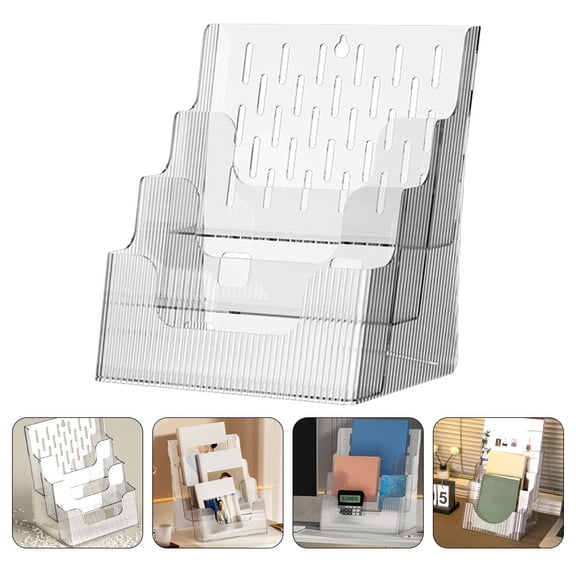 FRCOLOR Desktop File Rack Clear Brochure Holder Wall Mount Desktop Brochure Holder Pamphlet Rack