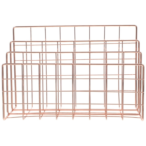 Rose Gold Desktop File Organizer for Storage Made of Iron with Multifunctional Design Fits