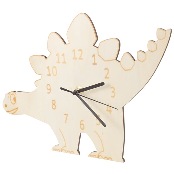 TAILTOSS Household Desk Clock Dinosaur Shaped Wooden for Living Room 1Set 12.8x8.7in