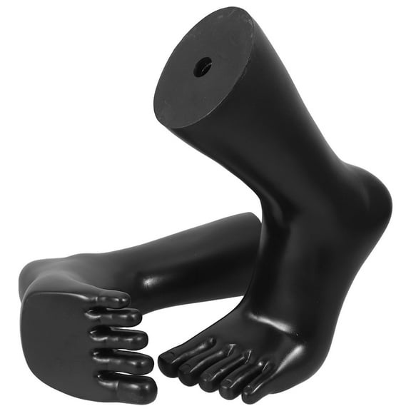 Black Plastic Realistic Five Toe Foot Model for Socks and Anklets Display 1 Pair