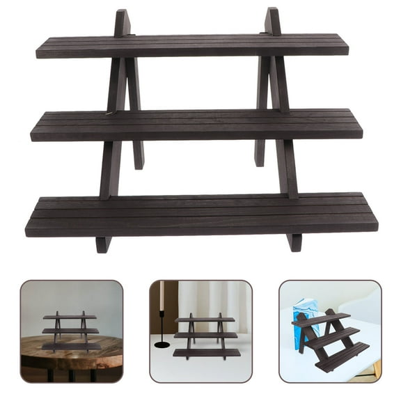 FRCOLOR Display Stands Solid Wood Display Stand Jewelry Holder 1.1X7.7X40CM Black