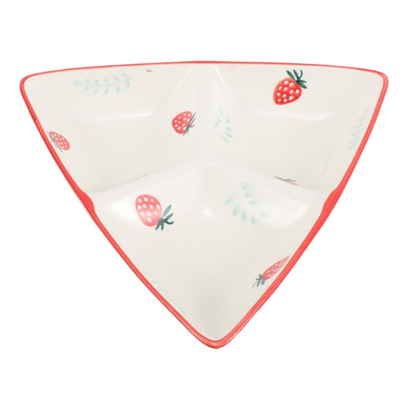 TAILTOSS Triangular Divided Serving Bowl Ceramic Plate Red 1Set for Dining and Meals