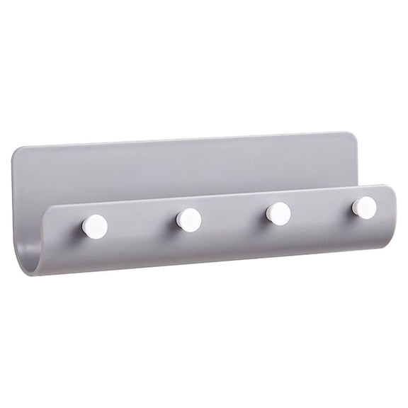 FRCOLOR Wall Mounted Key Hook with 4 Pegs for Storage in Bathrooms Bedrooms Kitchens Made of ABS Grey 21.5x4x7cm