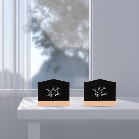 FRCOLOR Doublesided Mini Blackboard Wooden Message Board Decorative Chalkboard for Shop Bar Coffee House (Arched Board with Base)