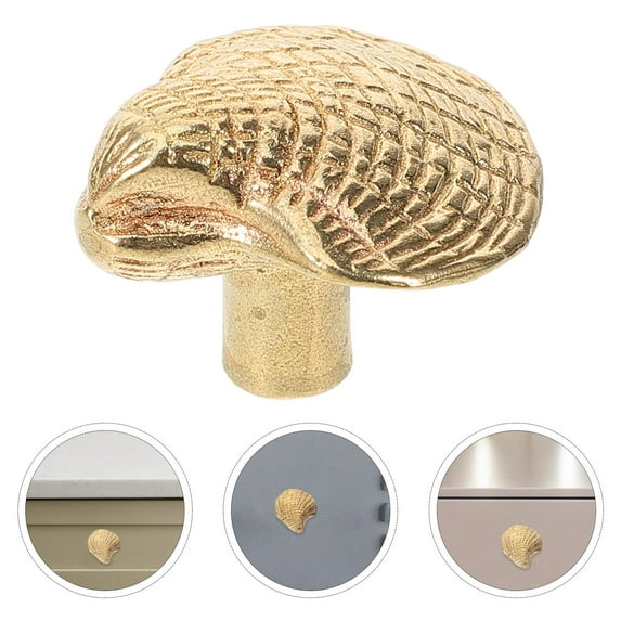 FRCOLOR Drawer Knob Furniture Knob Door Handle Brass Shell Shaped Knob Decorative Drawer Handle