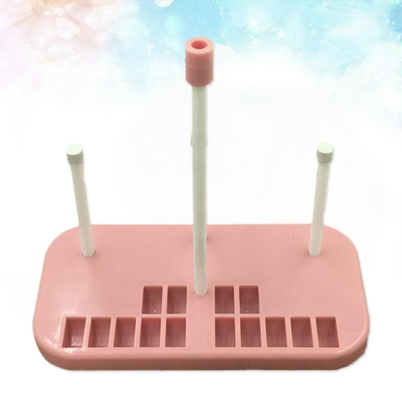 FRCOLOR Durable Plastic Thread Holder for Sewing Storage with 3 Spools Capacity Pink