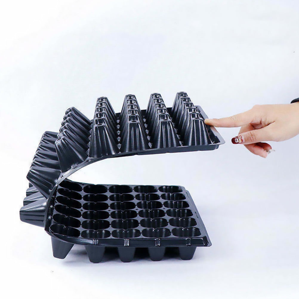 LABSERRON 15Pcs Starter Planting Tray with Drain Hole Black PVC 72 Cells for Gardening Use