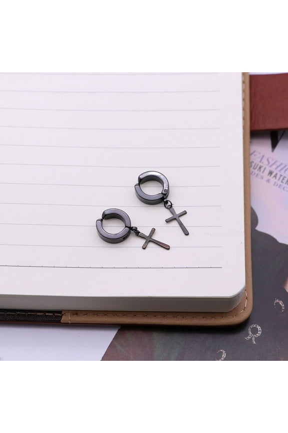 Ear Cuff Clip On Earrings Without Piercing Women Men Earring Cuff No Pierced No Hole Earings Fashion Jewelry (Black Cross)
