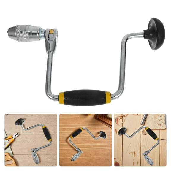 FRCOLOR Easy to Use Steel Hand Drill with 4 Jaw Bit Brace for Woodworking Manual Hole Punch Tool Set for Crafting Jewelry Making