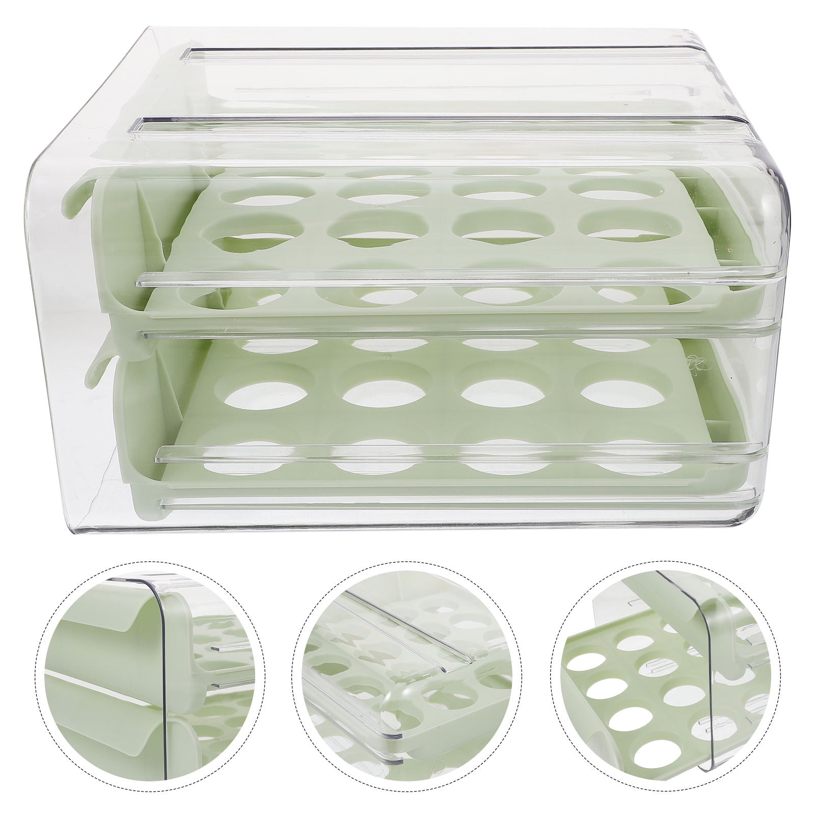 FRCOLOR  Egg Container Fridge Organizer Rack Refrigerator Storage Stackable Green